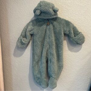 Green Carter’s Sherpa fleece bunting, size 3 months, EUC, adorable and cozy